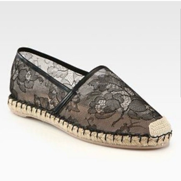 Valentino Black Lace Espadrille Flats - Picture 5 of 9
